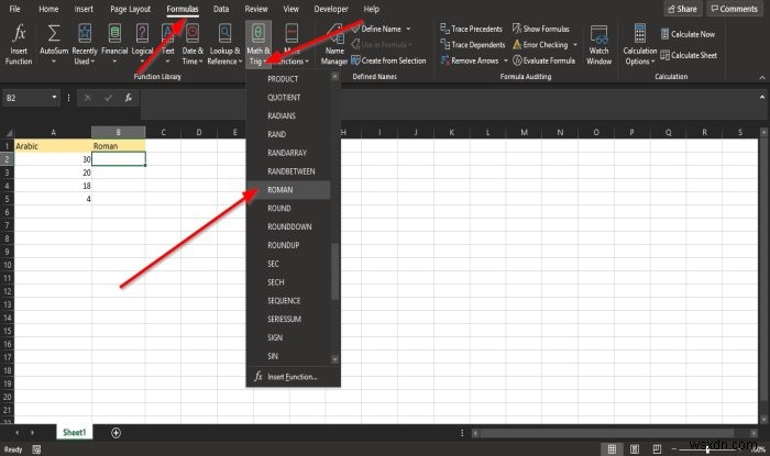 MicrosoftExcelでROMAN関数を使用する方法 