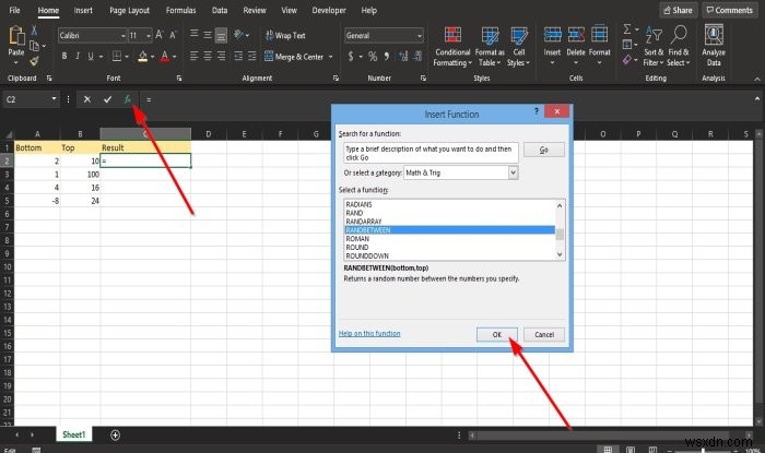 ExcelでRANDBETWEEN関数を使用する方法 