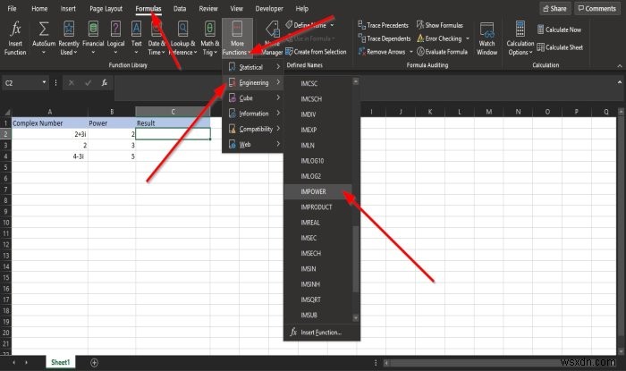 MicrosoftExcelでIMPOWER関数を使用する方法 