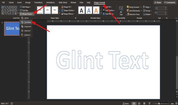 PowerPointでグリントまたはスパークルテキストアニメーションを作成する方法 