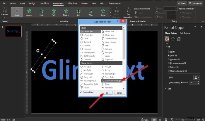 PowerPointでグリントまたはスパークルテキストアニメーションを作成する方法 