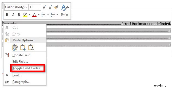 エラーを修正、ブックマークがMicrosoftWordで定義されていない 