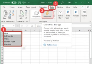 MicrosoftExcelで自動データ型機能を使用する方法 