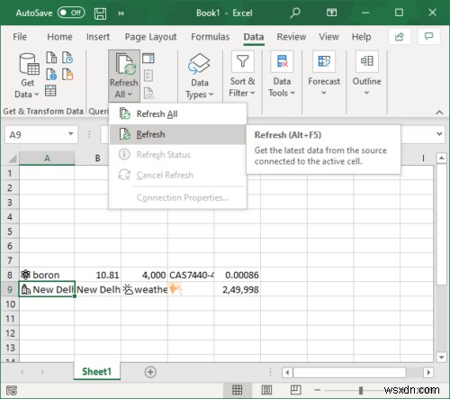 MicrosoftExcelで自動データ型機能を使用する方法 