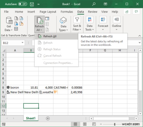 MicrosoftExcelで自動データ型機能を使用する方法 