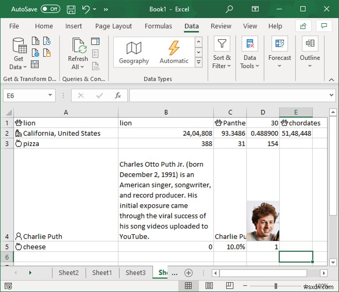 MicrosoftExcelで自動データ型機能を使用する方法 