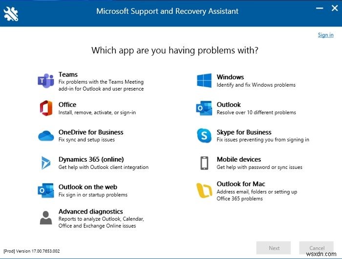 Microsoft Support andRecoveryAssistantを使用してクリックするだけでOutlookとOffice365の問題を修正 