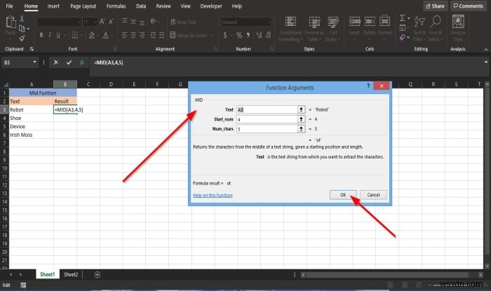 MicrosoftExcelでMIDおよびMIDB関数を使用する方法 