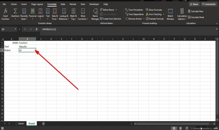 MicrosoftExcelでMIDおよびMIDB関数を使用する方法 