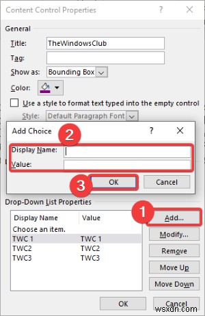 MicrosoftWordでドロップダウンリストを作成する方法 