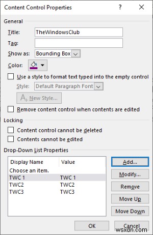 MicrosoftWordでドロップダウンリストを作成する方法 