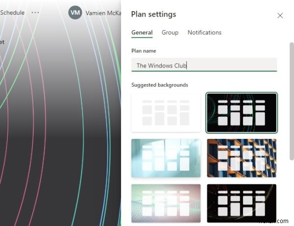 Web用のMicrosoftPlannerで背景またはテーマを変更する方法 