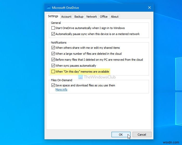 OneDriveをオフにする方法Windows11/10でこの日の通知 
