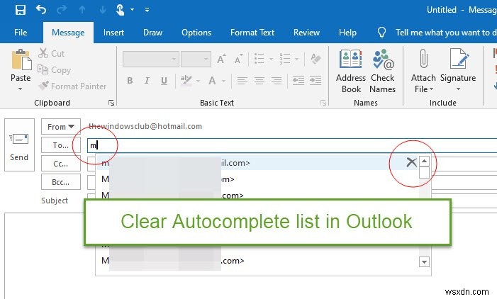 Outlookでオートコンプリートリストをクリアする方法 