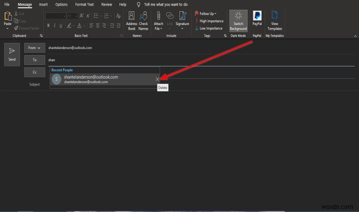 Outlookでオートコンプリートリストをクリアする方法 