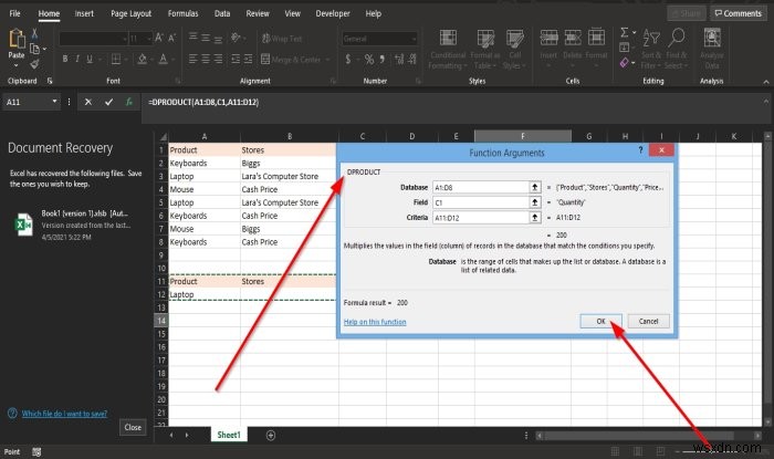 MicrosoftExcelでDPRODUCT関数を使用する方法 