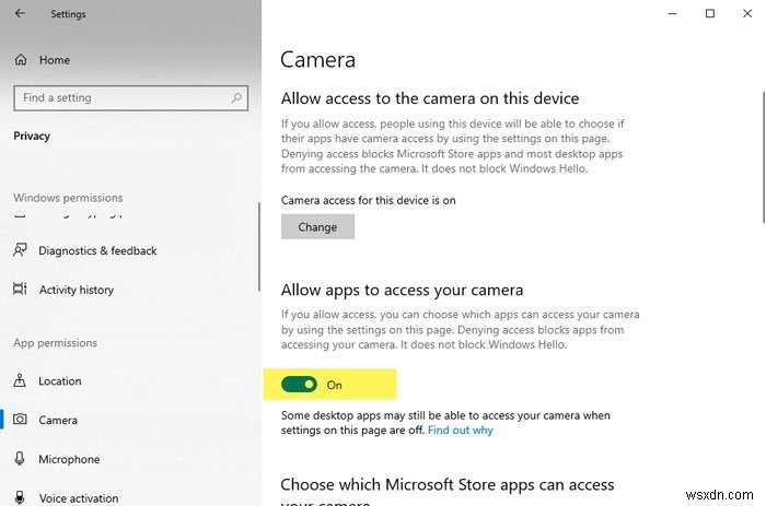 Microsoft Teams Cameraがグレー表示されているか、機能していない 