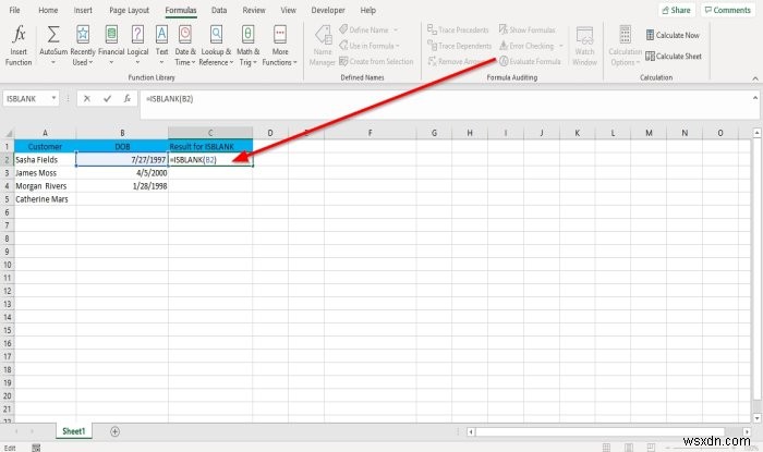 MicrosoftExcelでISBLANK関数を使用する方法 