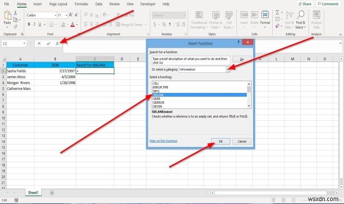 MicrosoftExcelでISBLANK関数を使用する方法 