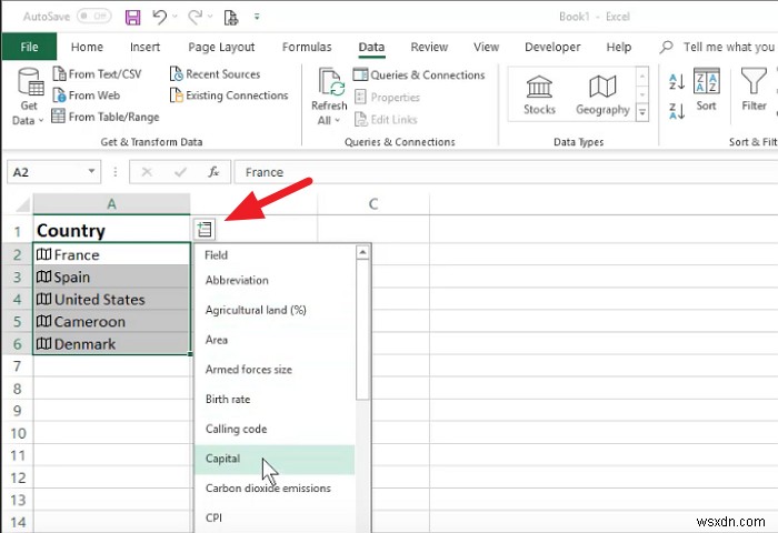 MicrosoftExcelで地理データ機能を使用する方法 