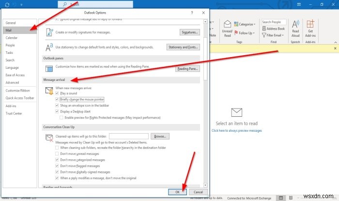 Outlookで電子メールの到着に関するデスクトップアラートを作成する方法 