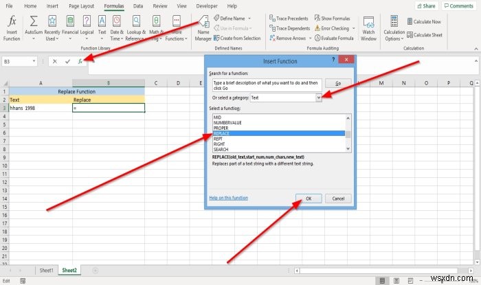 MicrosoftExcelで置換および置換関数を使用する方法 