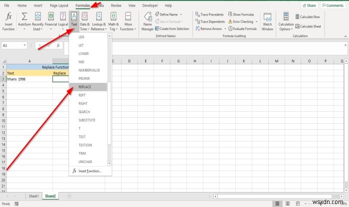 MicrosoftExcelで置換および置換関数を使用する方法 