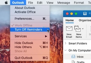 MacでOutlookのリマインダー通知と通知音をオフにする方法