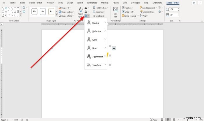 MicrosoftOfficeのWordArtにテキスト効果を追加する方法 