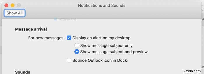 Outlookの通知がMacで機能しない 
