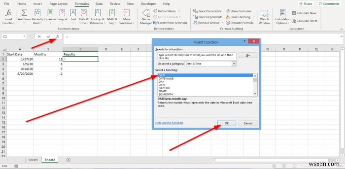 ExcelでEDATEおよびEOMONTH関数を使用する方法 