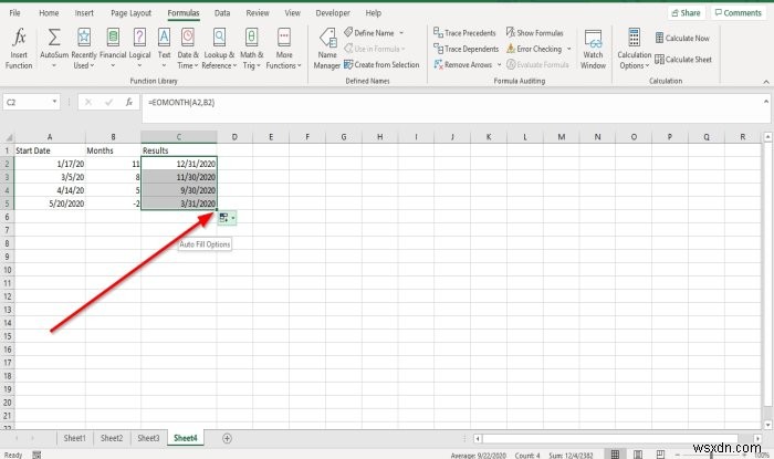 ExcelでEDATEおよびEOMONTH関数を使用する方法 