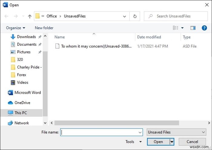 ASDファイルとは何ですか？MicrosoftWordで開く方法 