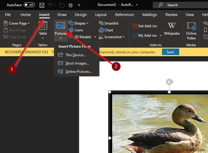 MicrosoftWordを使用して画像の周りにカラーフレームを追加する方法 