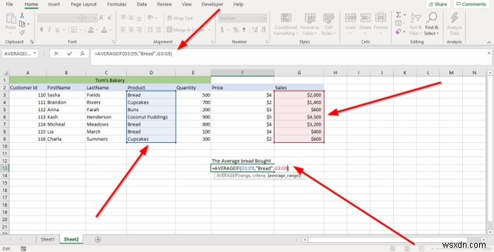 MicrosoftExcelでAVERAGEIFとAVERAGEIFSを使用する方法 