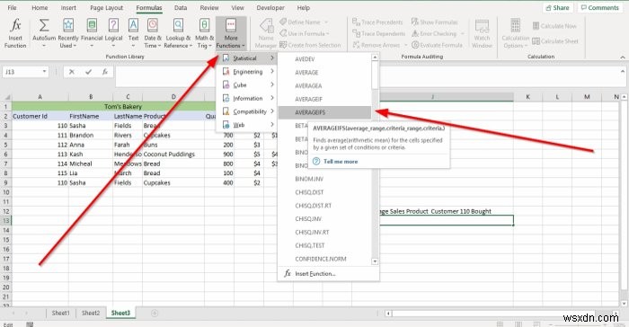 MicrosoftExcelでAVERAGEIFとAVERAGEIFSを使用する方法 