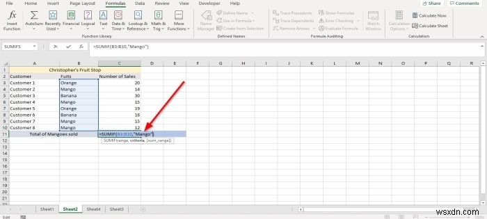 MicrosoftExcelでSUMIFおよびSUMIFS関数を使用する方法 