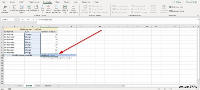 MicrosoftExcelでSUMIFおよびSUMIFS関数を使用する方法 