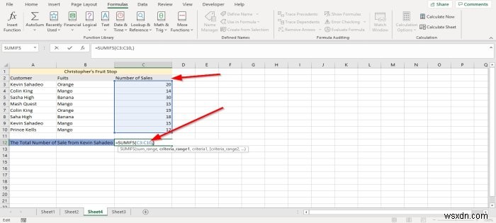 MicrosoftExcelでSUMIFおよびSUMIFS関数を使用する方法 