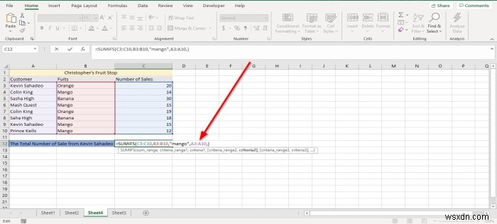 MicrosoftExcelでSUMIFおよびSUMIFS関数を使用する方法 