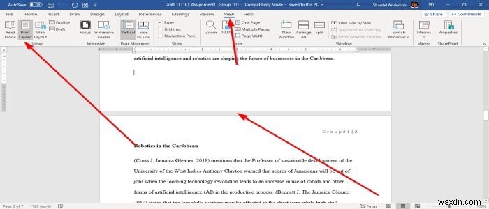 MicrosoftWordでドキュメントにさまざまなビューを適用する方法 