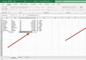 ExcelのMIN、Max、およびAVERAGE関数の使用方法 