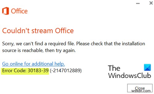 Windows10でMicrosoftOfficeのエラーコード30029-4、30029-1011、30094-1011、30183-39、30088-4を修正 