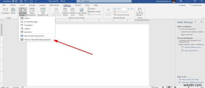 MicrosoftWordでレターにメールマージを使用する方法 