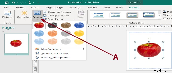 Microsoft Publisherで画像または画像を追加、移動、変更する 