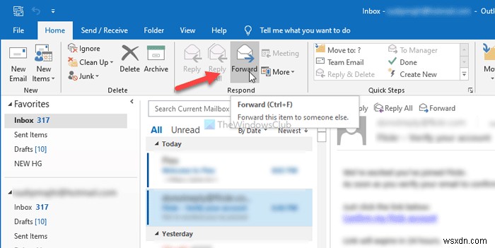 Outlookから一度に複数のメールを転送する方法 
