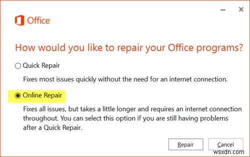Officeを修復して個々のMicrosoftOfficeプログラムをアンインストールする方法 