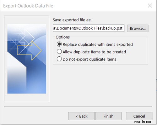 Outlookの電子メールフォルダをWindows10デスクトップにバックアップする方法 