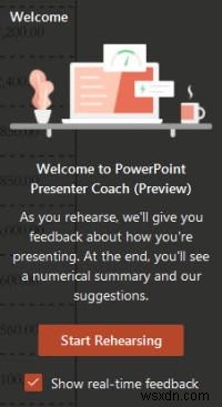 MicrosoftPowerPointOnlineでPresenterCoachを使用する方法 