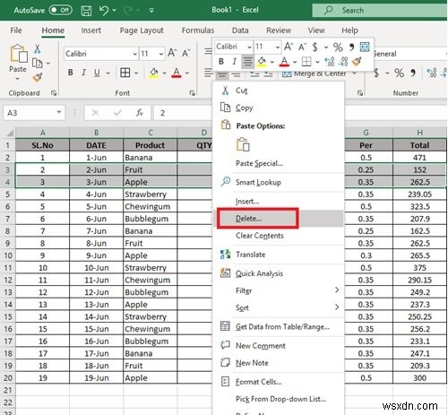 MicrosoftExcelで複数の行を一度に削除する方法 